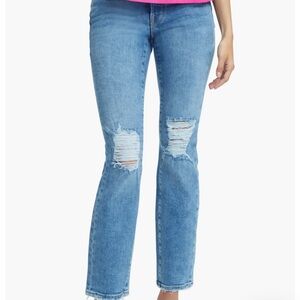 Good American Good Classic straight leg jeans with rips